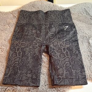 Gymshark Charcoal Snake-Print High-Waist Bike Shorts